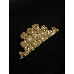Ultra Craft USA God Bless‎ America Pin Gold Tone Patriotic Brooch